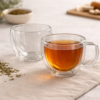 Tazas de cristal con té caliente Taza doble vidrio