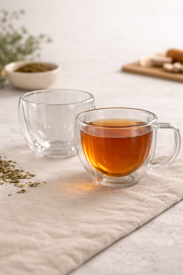 Tazas de cristal con té caliente Taza doble vidrio